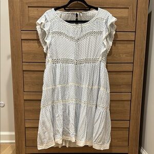 Free People White and Blue Floral Dress